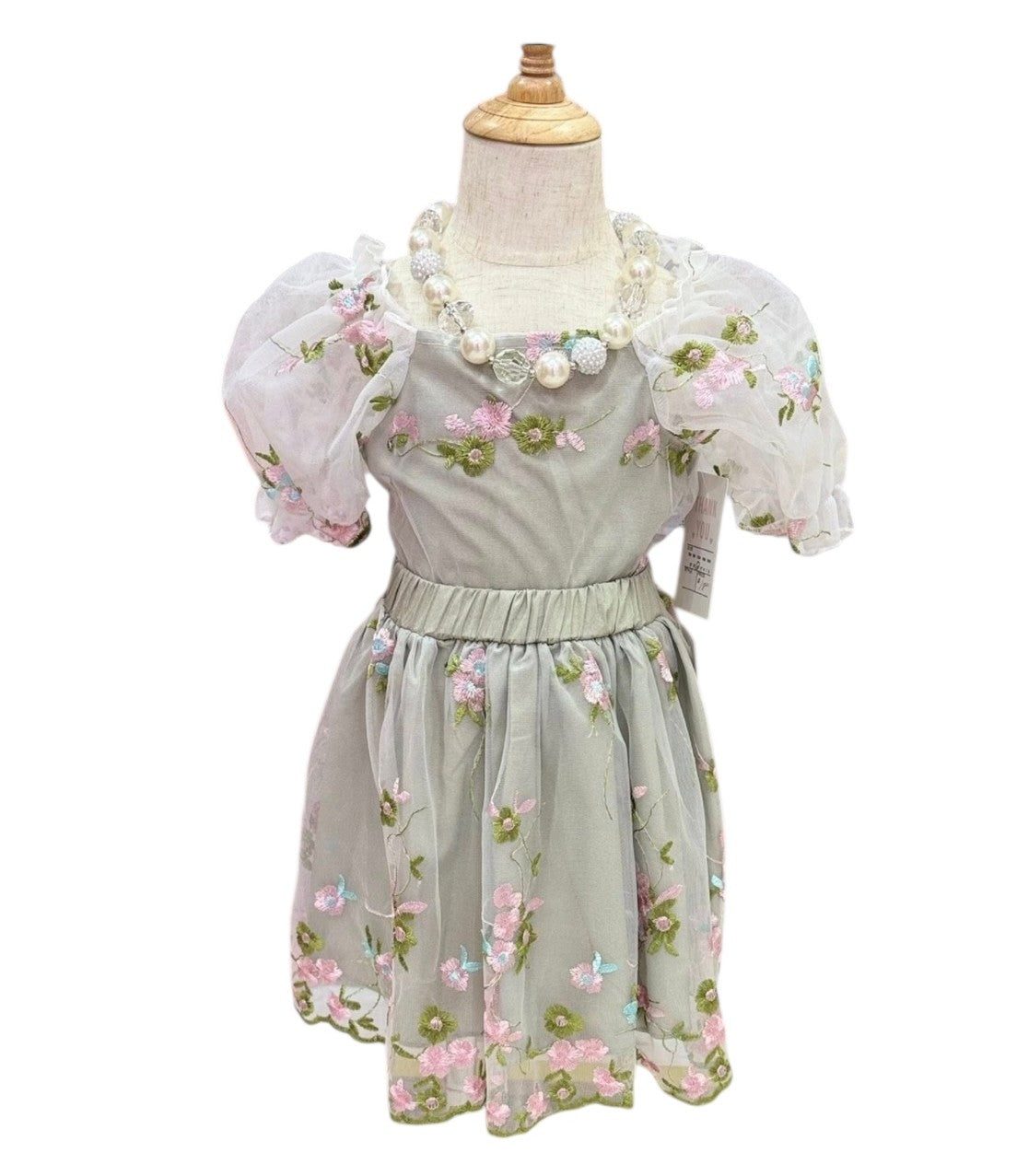 Green Flowery 2 Piece Skirt Set